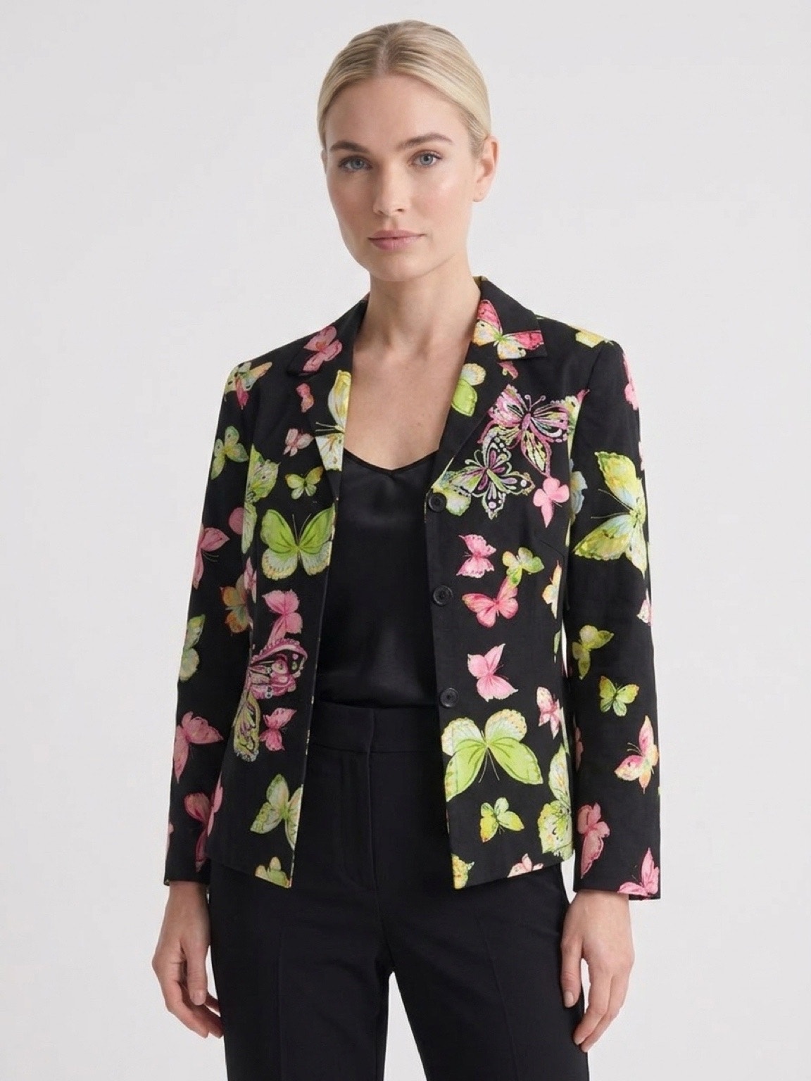 Creda Butterfly Sequined Black Blazer Size Small Womens